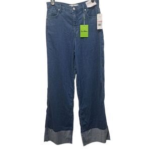 Sam Edelman High Rise Cuffed Boho Wide Leg Denim Jeans Mystic Size 26 NWT